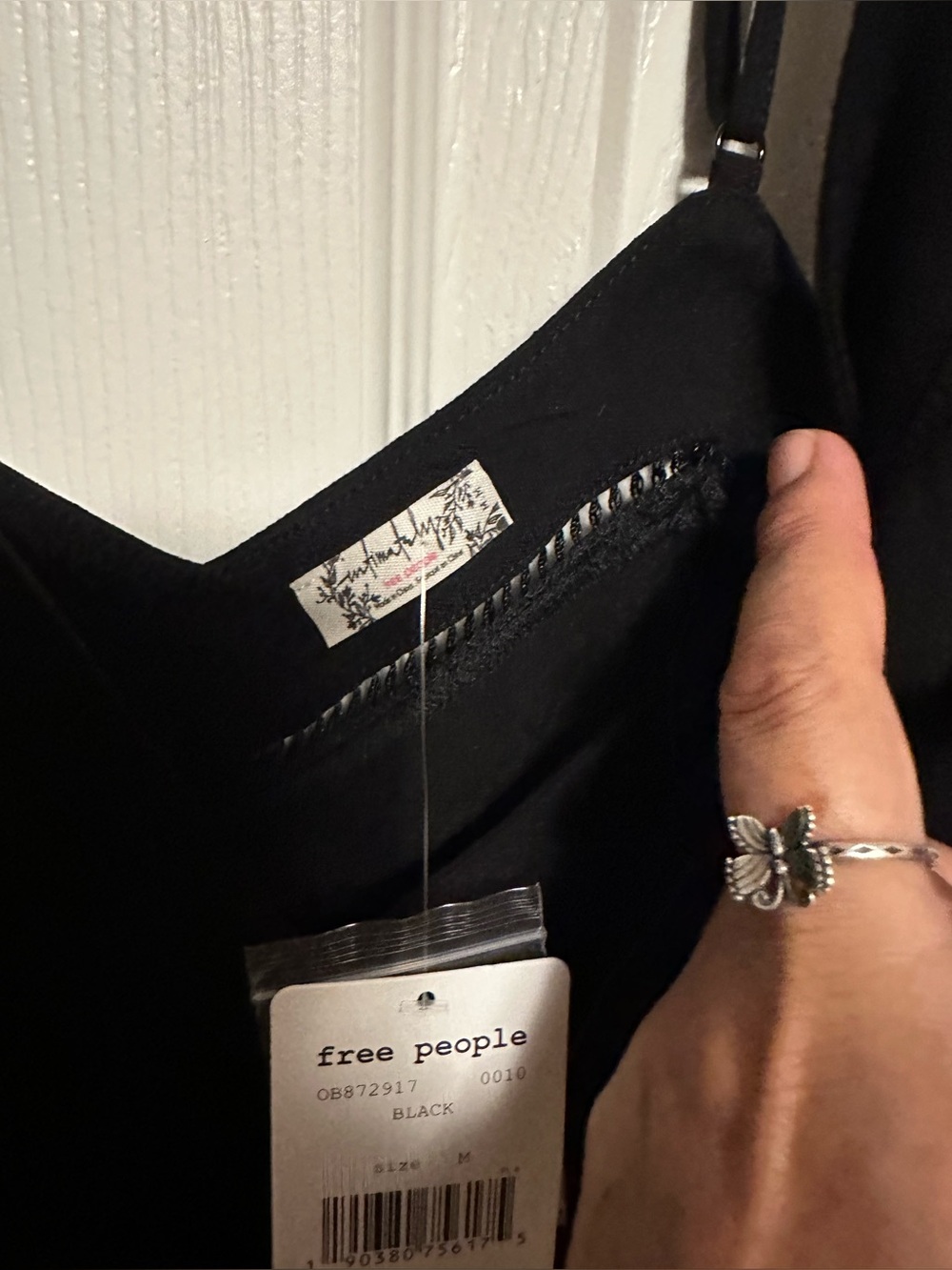 Free People Black Wrap-Front Spaghetti Strap Mini Dress - Picture 5 of 7